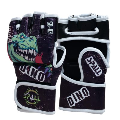 Spall Pro US Muay Thai MMA Boxing Gloves for Men & Women - Pro Training Sparring Punching Gloves - Kickboxing Heavy Bag Workout Leather Boxing Gloves (Dino-Black, L/XL)