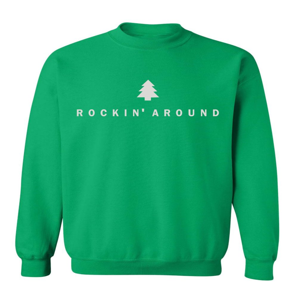 ALLNTRENDS Christmas Tree Sweatshirt Rockin Around Ugly Xmas Sweatshirt (M, Irish Green)