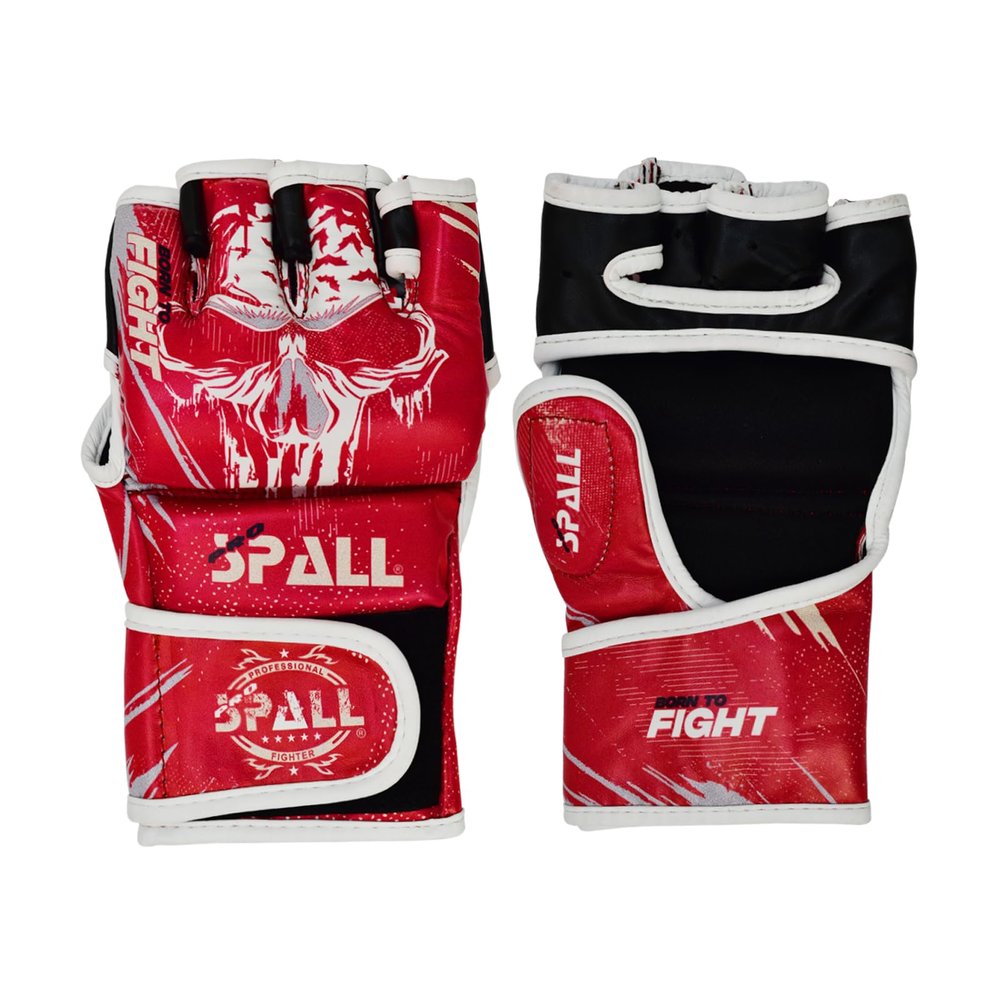 Spall Pro US Muay Thai MMA Boxing Gloves for Men & Women - Pro Training Sparring Punching Gloves - Kickboxing Heavy Bag Workout Leather Boxing Gloves (BTF-Red, S/M)