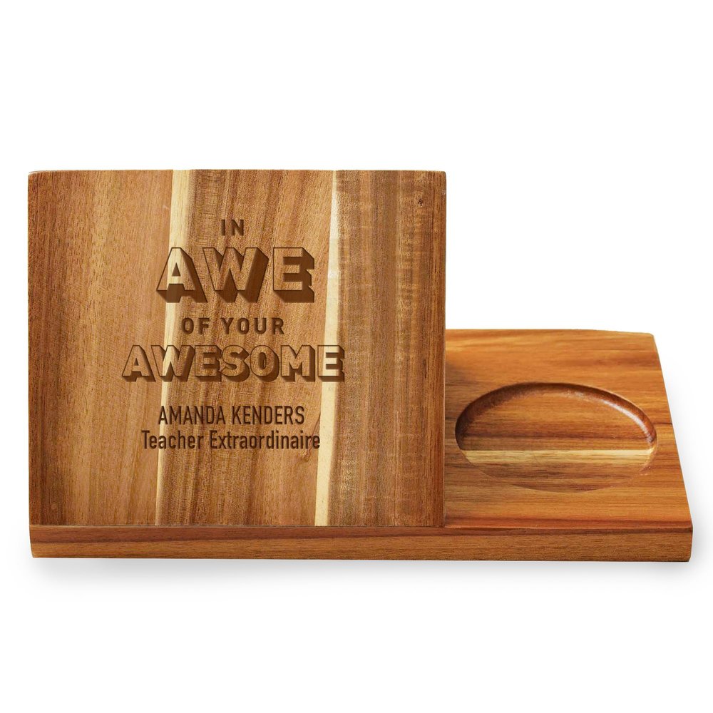 Baudville Custom Save My Spot Reading Valet - Crafted Premium Wood - Cozy Night Stand Organizer - Personalized Engraving Design - Book Lover Appreciation Coffee Gift