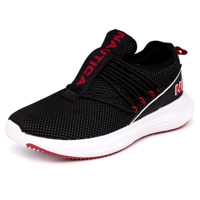 Nautica Men's Sneakers Slip-On Bungee Comfortable Casual Fashion Walking Shoes-Northview 2-Black Red-9