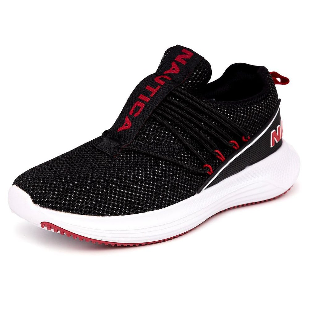 Nautica Men's Sneakers Slip-On Bungee Comfortable Casual Fashion Walking Shoes-Northview 2-Black Red-9