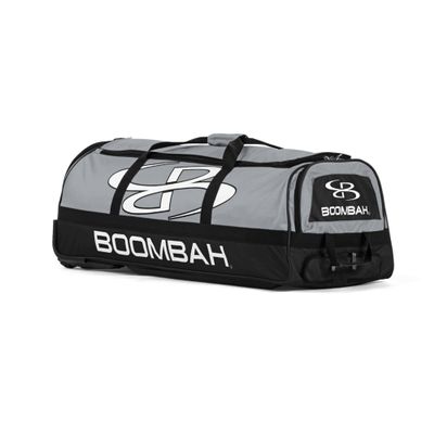Boombah Brute Rolling Bat Bag - 35" x 15" x 12-1/2" - BBR2C23 Gray/Black - Holds 4 Bats and Room for Gear - Wheeled Bag