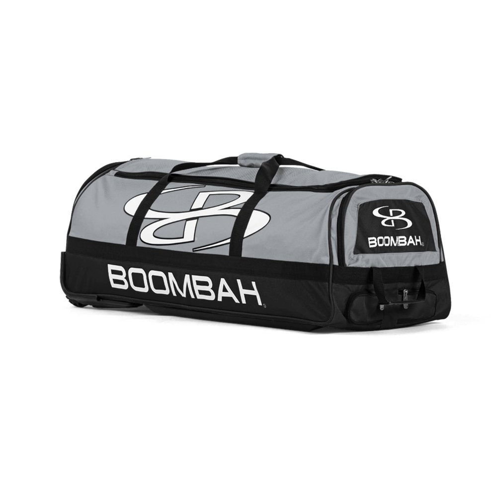 Boombah Brute Rolling Bat Bag - 35" x 15" x 12-1/2" - BBR2C23 Gray/Black - Holds 4 Bats and Room for Gear - Wheeled Bag
