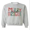 Merry and Bright Christmas Sweatshirt Women Colorful Letter Printed Xmas Sweatshirt (3XL, Ash) view 1