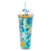 Silver Buffalo Disney Lilo and Stitch Aloha Tropical Leaves Pattern Dome Glitter Top Travel Tumbler, 24 Ounces view 3