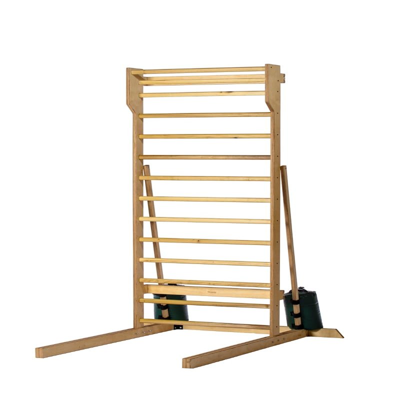 Beyond Balance Freestanding Swedish Ladder Stall Bars for Fitness, Pilates, and Physical Therapy; 14 Poplar Rungs, Oval 1.6" x 1.2"