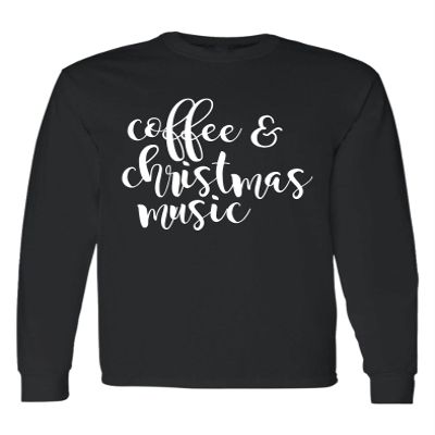 ALLNTRENDS Coffee and Christmas Music Ugly Christmas Long Sleeve (3XL, Black)
