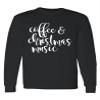 ALLNTRENDS Coffee and Christmas Music Ugly Christmas Long Sleeve (3XL, Black) view 1