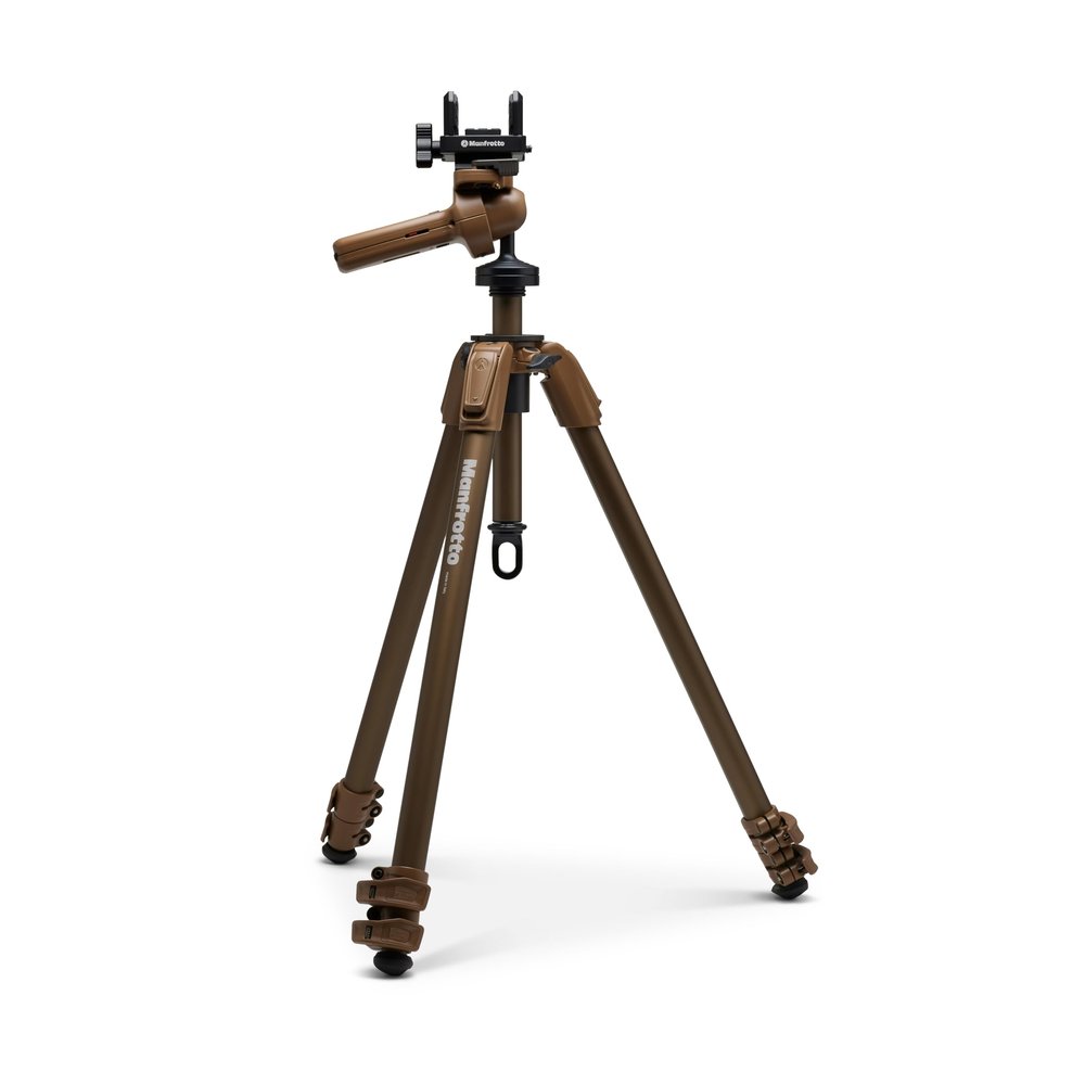 Manfrotto Alpha S.H.O.T. Grip PRO Kit, Aluminum Tripod, 360 Degree Grip Head w/Universal Saddle for Rifles, Optics, Scopes, 200PL Optics Plate, for Hunting, Shooting, Observing, and Outdoors