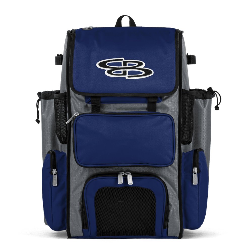 Boombah Superpack Bat Pack - Backpack Version (no wheels) - Holds up to 4 Bats - BPSPC23 Gray/Royal Blue - For Baseball or Softball