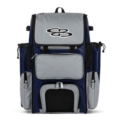 Boombah Superpack Bat Pack - Backpack Version (no wheels) - Holds up to 4 Bats - BPSPC23 Navy/Gray - For Baseball or Softball