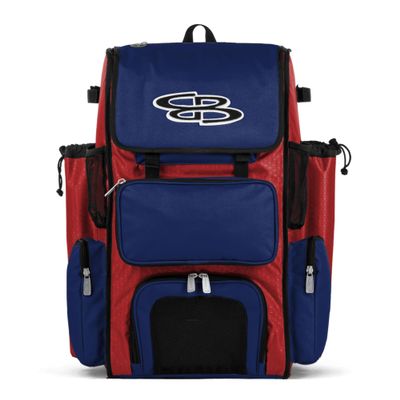 Boombah Superpack Bat Pack - Backpack Version (no wheels) - Holds up to 4 Bats - BPSPC23 Red/Royal Blue - For Baseball or Softball