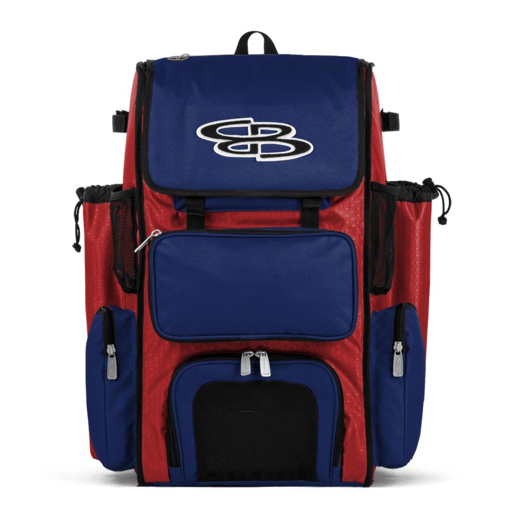 Boombah Superpack Bat Pack - Backpack Version (no wheels) - Holds up to 4 Bats - BPSPC23 Red/Royal Blue - For Baseball or Softball