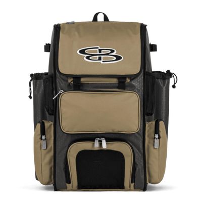 Boombah Superpack Bat Pack - Backpack Version (no wheels) - Holds up to 4 Bats - BPSPC23 Charcoal/Vegas Gold - For Baseball or Softball