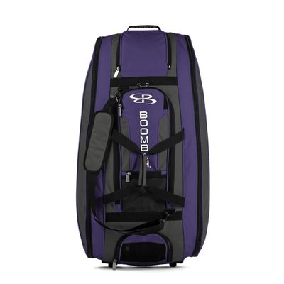 Boombah Beast Rolling Bat Bag - 40" x 14" x 13" - BB2C23 Charcoal/Purple - Holds 8 Bats, Glove and Shoe Compartments