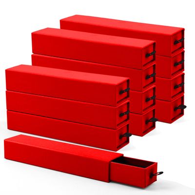 Lainrrew Jewelry Gift Box, Luxury 12-Pack Jewelry Gift Box Velvet-Lined, Compact Drawer Style for Earrings & Rings, Stylish Necklace Bracelet Organizer, 8.3x1.8x1.4 Inches (Red)