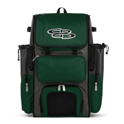 Boombah Superpack Bat Pack - Backpack Version (no wheels) - Holds up to 4 Bats - BPSPC23 Charcoal/Dark Green - For Baseball or Softball