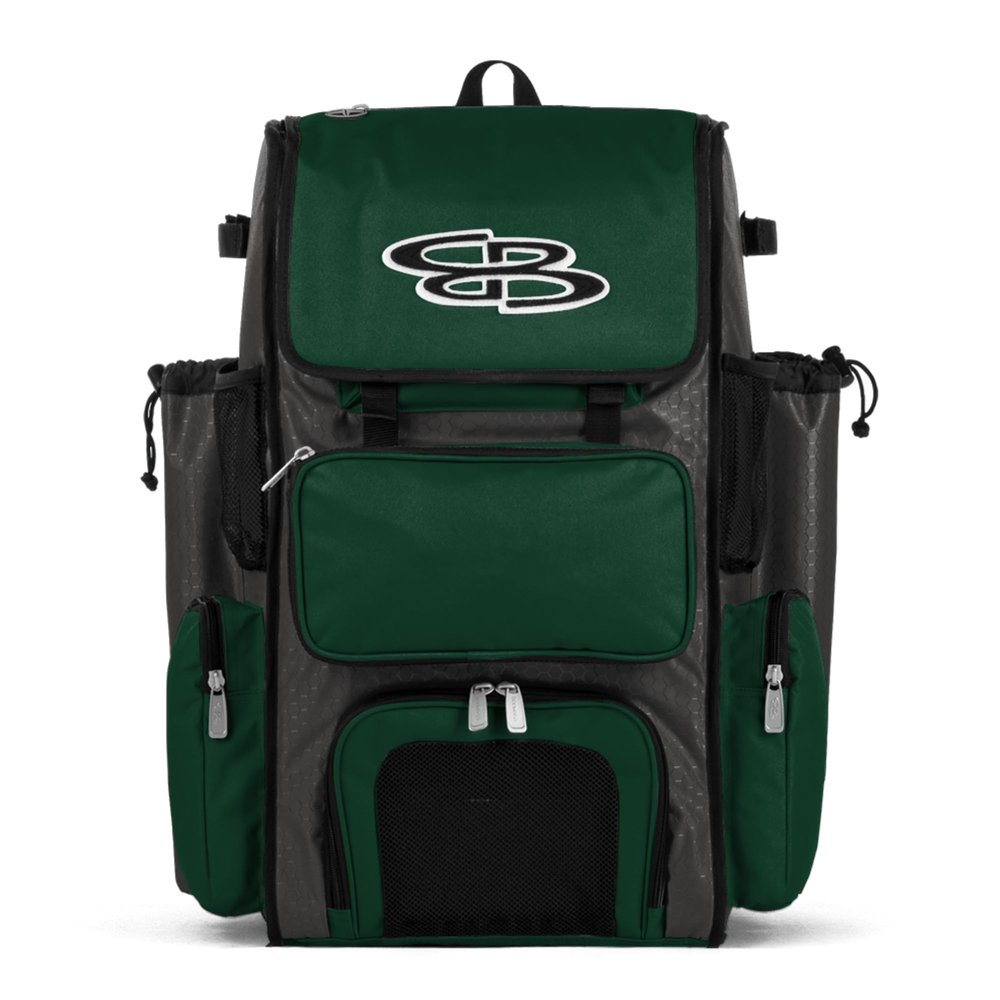 Boombah Superpack Bat Pack - Backpack Version (no wheels) - Holds up to 4 Bats - BPSPC23 Charcoal/Dark Green - For Baseball or Softball