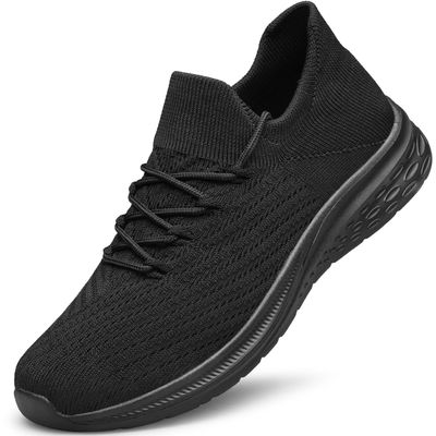 YHOON Mens Walking Shoes Energycloud Slip on Casual Shoes Lightweight Workout Gym Tennis Work Shoes All Black Size 8.5