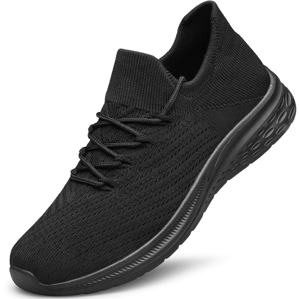YHOON Mens Walking Shoes Energycloud Slip on Casual Shoes Lightweight Workout Gym Tennis Work Shoes All Black Size 8.5
