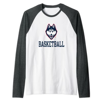 Connecticut Huskies Basketball Icon Officially Licensed Raglan Baseball Tee