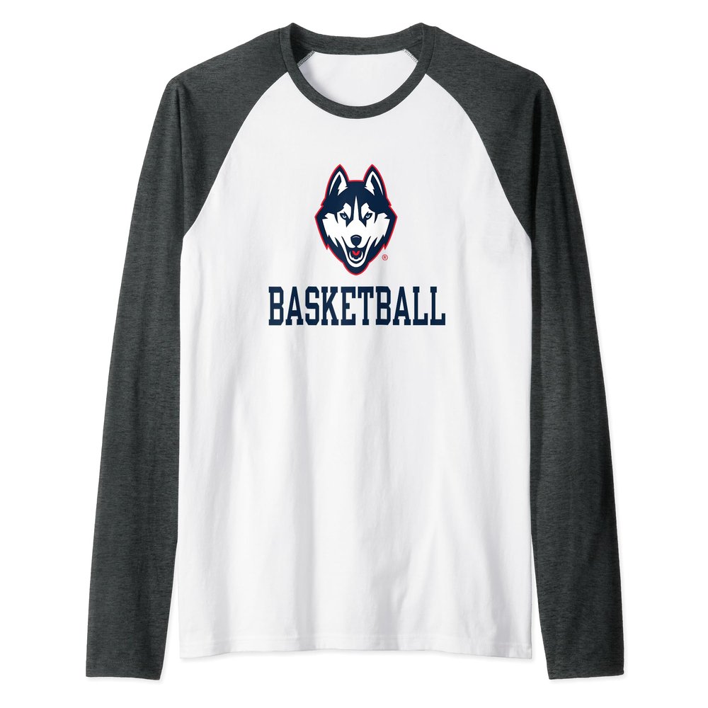 Connecticut Huskies Basketball Icon Officially Licensed Raglan Baseball Tee