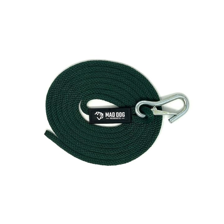 Mad Dog Products Fresh Water Launch Line with Clip 3/8" x 25' Solid Braid Forest Jet Ski Dock Line Boat Accessory for Waverunner, Seadoo, Kayak, PWC
