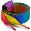 WEGOODZF Flat Satin Ribbon Shoelaces: 2cm Wide 27 inch Blue Rainbow Silk Shoe Laces for Women -2 Pair view 1
