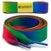 WEGOODZF Flat Satin Ribbon Shoelaces: 2cm Wide 27 inch Blue Rainbow Silk Shoe Laces for Women -2 Pair view 2