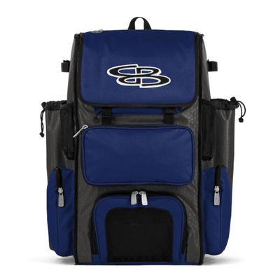 Boombah Superpack Bat Pack - Backpack Version (no wheels) - Holds up to 4 Bats - BPSPC23 Charcoal/Royal - For Baseball or Softball