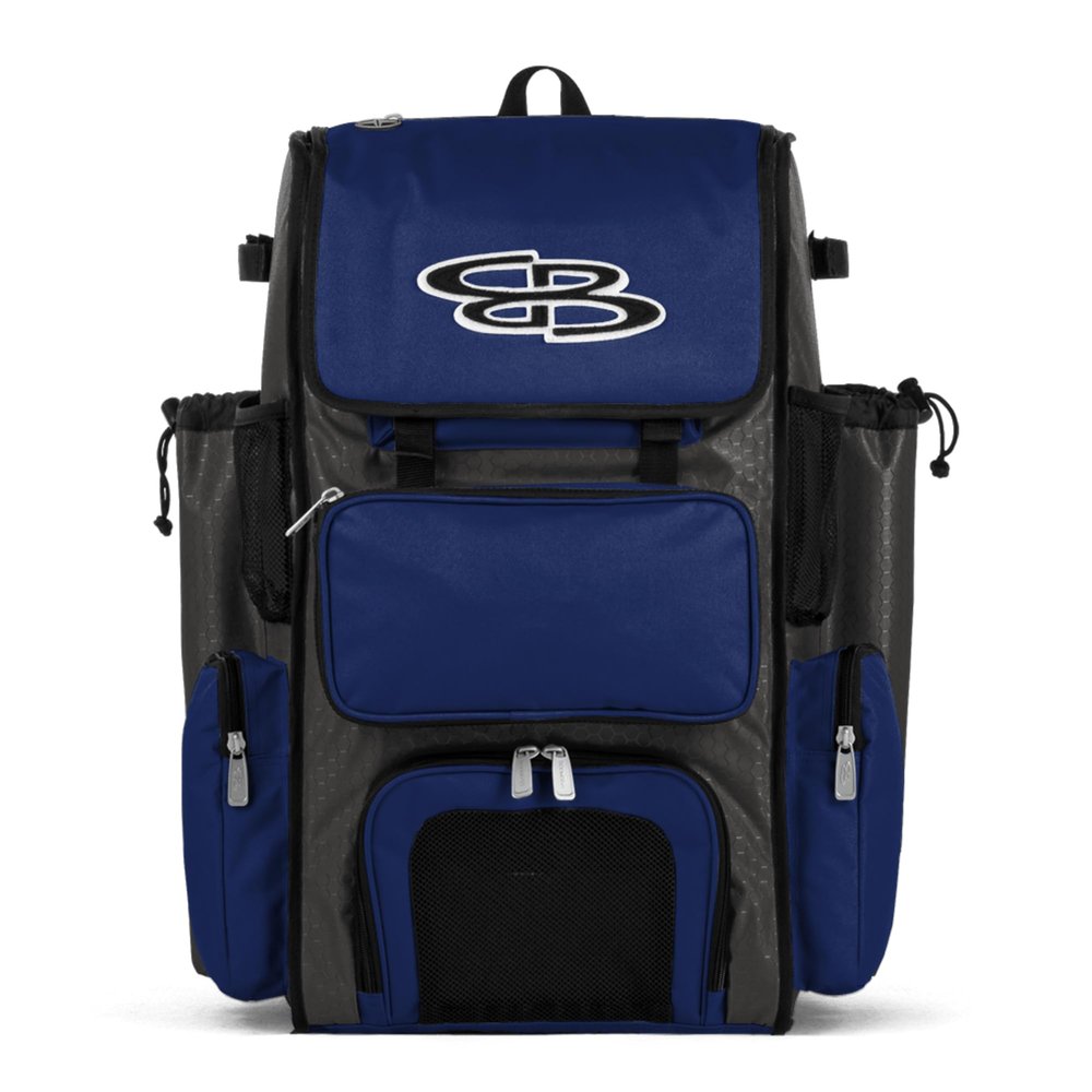 Boombah Superpack Bat Pack - Backpack Version (no wheels) - Holds up to 4 Bats - BPSPC23 Charcoal/Royal - For Baseball or Softball
