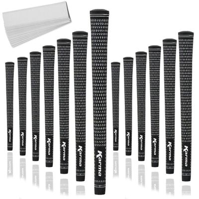 Karma Velour Black/White Jumbo Plus (+1/8") Golf Grips, 13 Pack with 13 Golf Grip Tape Strips