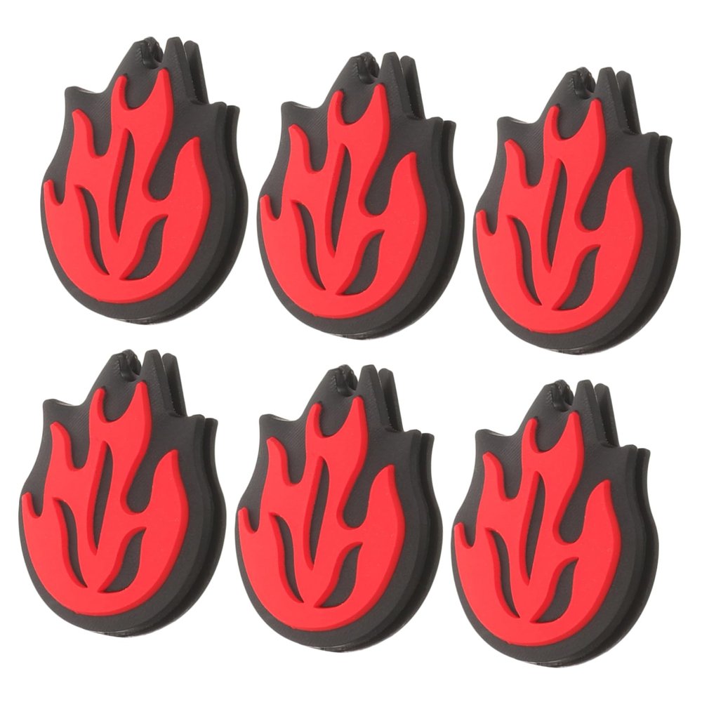 HANABASS 6pcs Fire Shaped Tennis Racket Dampener Red Silicone Shock Absorbers for Vibration Reduction