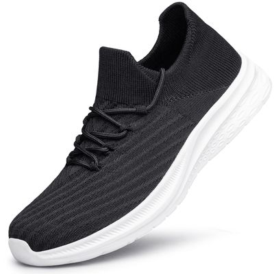 YHOON Mens Tennis Shoes Casual Ligthweight Workout Walking Shoes Slip on Shoes Black Size 9