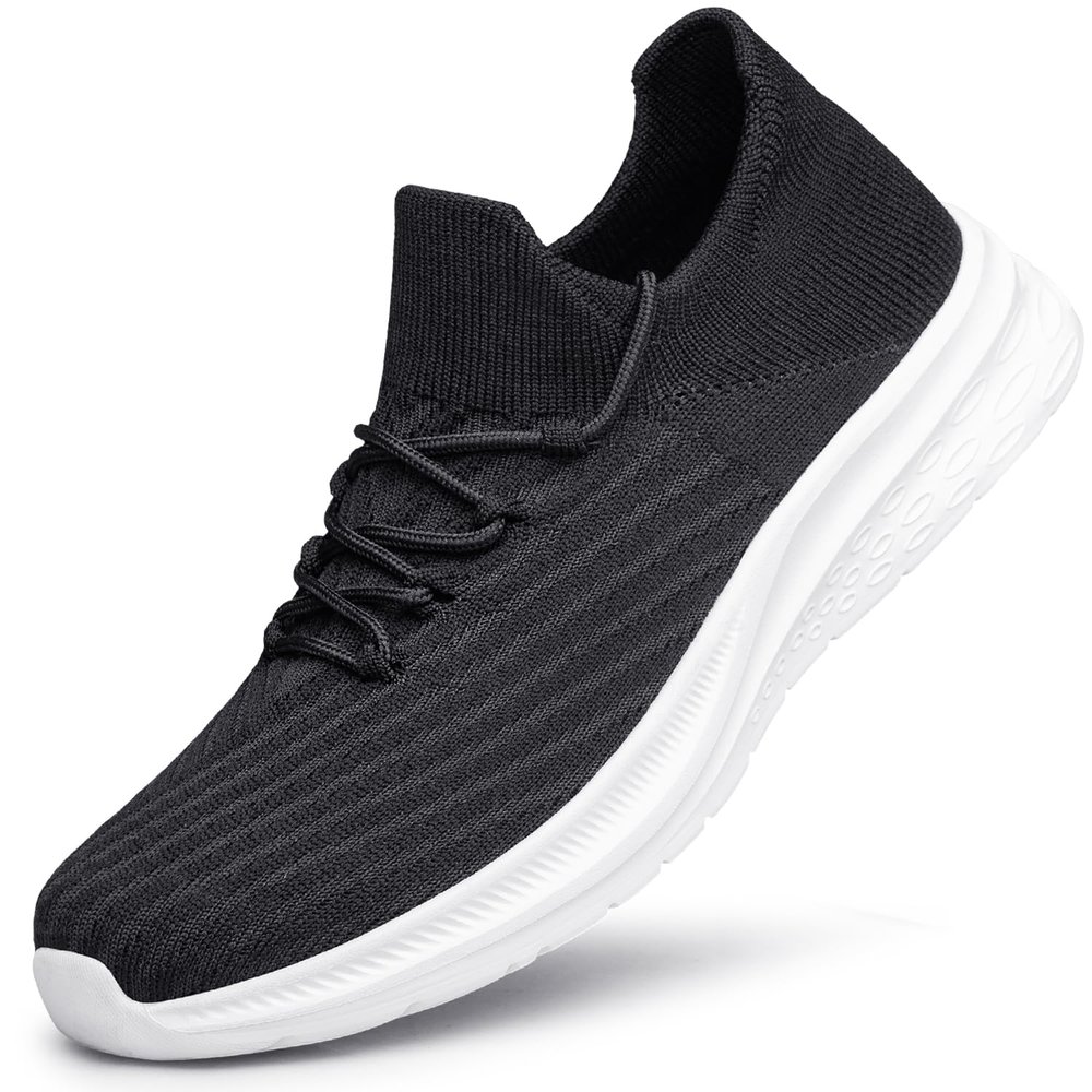 YHOON Mens Tennis Shoes Casual Ligthweight Workout Walking Shoes Slip on Shoes Black Size 9