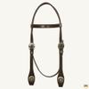 HILASON Western Horse Genuine Leather Headstall Bridle Engraved German Silver Concho Brown view 2