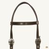 HILASON Western Horse Genuine Leather Headstall Bridle Engraved German Silver Concho Brown view 3