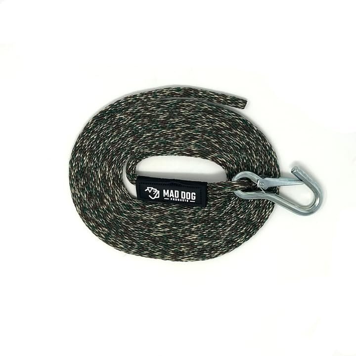 Mad Dog Products Fresh Water Launch Line with Clip 3/8" x 25' Solid Braid Camo Jet Ski Dock Line Boat Accessory for Waverunner, Seadoo, Kayak, PWC