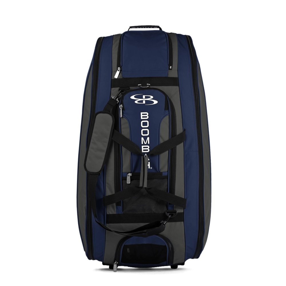 Boombah Beast Rolling Bat Bag - 40" x 14" x 13" - BB2C23 Charcoal/Navy - Holds 8 Bats, Glove and Shoe Compartments