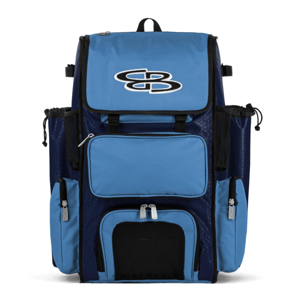 Boombah Superpack Bat Pack - Backpack Version (no wheels) - Holds up to 4 Bats - BPSPC23 Navy/Columbia - For Baseball or Softball