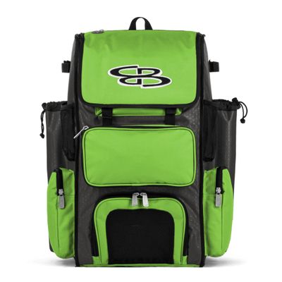 Boombah Superpack Bat Pack - Backpack Version (no wheels) - Holds up to 4 Bats - BPSPC23 Charcoal/Lime Green - For Baseball or Softball
