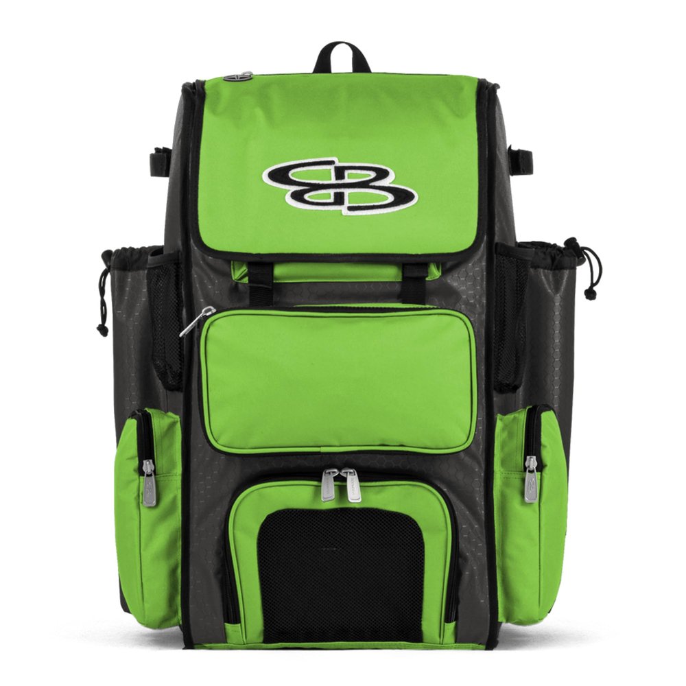 Boombah Superpack Bat Pack - Backpack Version (no wheels) - Holds up to 4 Bats - BPSPC23 Charcoal/Lime Green - For Baseball or Softball