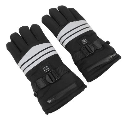 MOTUZP Men Women Ski Gloves, Heated, Touch Screen, Waterproof, Windproof, Black, Unisex-Adults