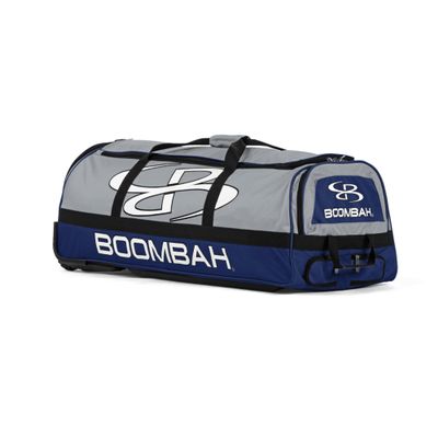 Boombah Brute Rolling Bat Bag - 35" x 15" x 12-1/2" - BBR2C23 Gray/Royal Blue - Holds 4 Bats and Room for Gear - Wheeled Bag