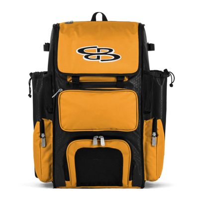 Boombah Superpack Bat Pack - Backpack Version (no wheels) - Holds up to 4 Bats - BPSPC23 Black/Gold - For Baseball or Softball