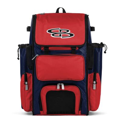Boombah Superpack Bat Pack - Backpack Version (no wheels) - Holds up to 4 Bats - BPSPC23 Navy/Red - For Baseball or Softball