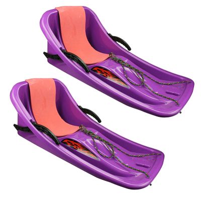 Sleds with Backrests, Winter Sledges, Two-Person Padded Sledges, Two-Handle Children's Sledges, Frost-Resistant and Wear-Resistant Sledges