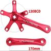 170mm Folding Bike Crankset 130BCD Square Taper Crank Arm Set Integrated 5 Claws Aluminum Alloy Crankset Lighweight (Color : Red) view 2