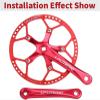 170mm Folding Bike Crankset 130BCD Square Taper Crank Arm Set Integrated 5 Claws Aluminum Alloy Crankset Lighweight (Color : Red) view 3
